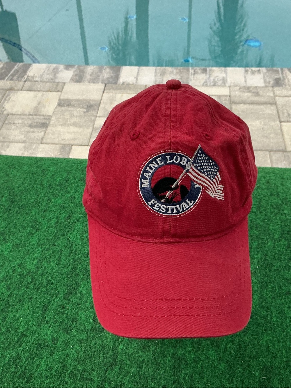 Maine Lobster Festival Red Embroidered Baseball Cap
